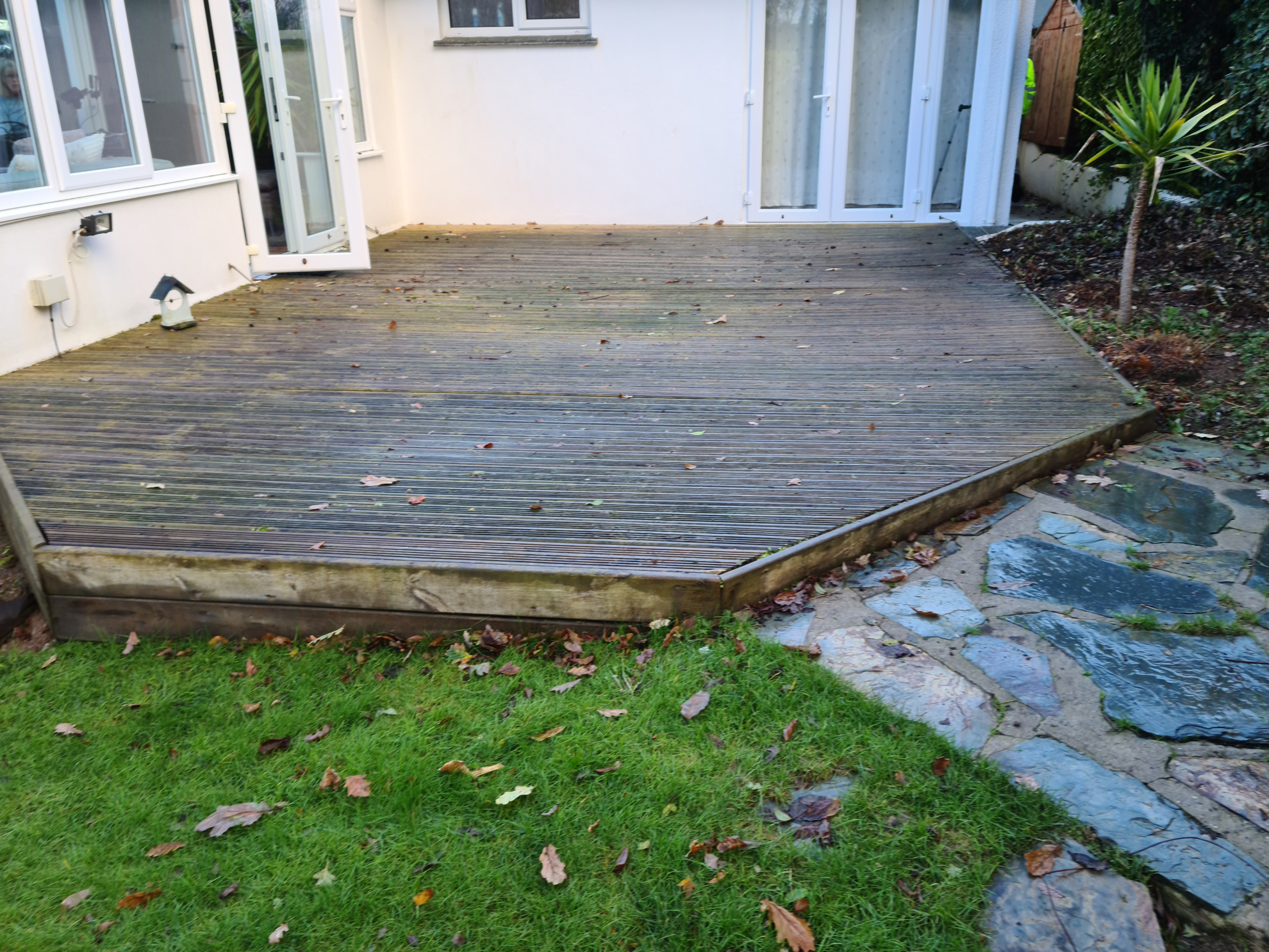 Wooden decking before patio paving was installed