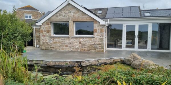 Close up of completed extension of a home near Penzance